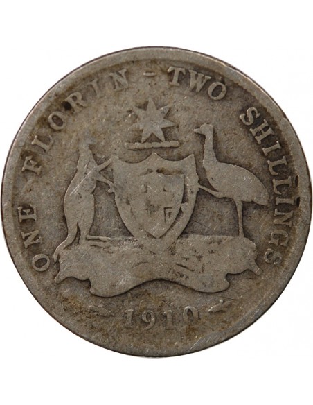 AUSTRALIE, EDOUARD VII - FLORIN ARGENT 1910