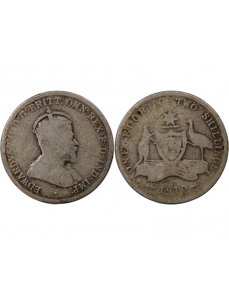 AUSTRALIE, EDOUARD VII - FLORIN ARGENT 1910