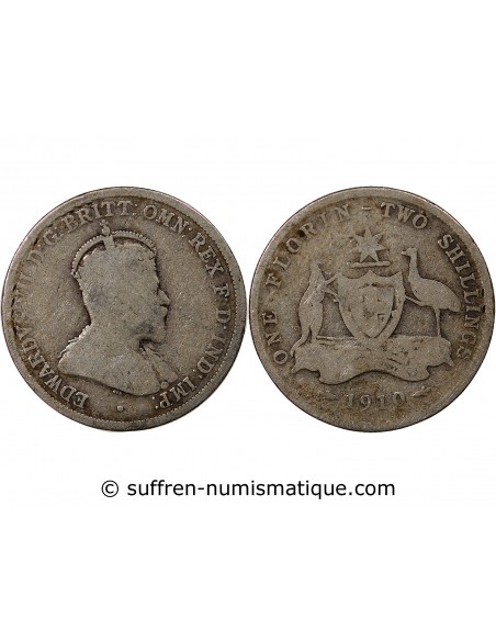 AUSTRALIE, EDOUARD VII - FLORIN ARGENT 1910