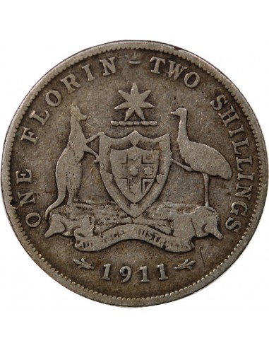 AUSTRALIE, GEORGE V - FLORIN ARGENT 1911