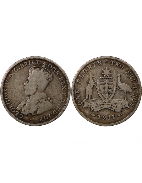 AUSTRALIE, GEORGE V - FLORIN ARGENT 1911