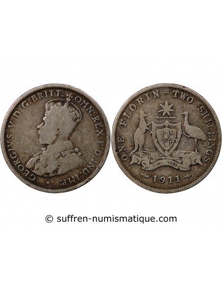AUSTRALIE, GEORGE V - FLORIN ARGENT 1911