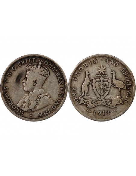 AUSTRALIE, GEORGE V - FLORIN ARGENT 1913