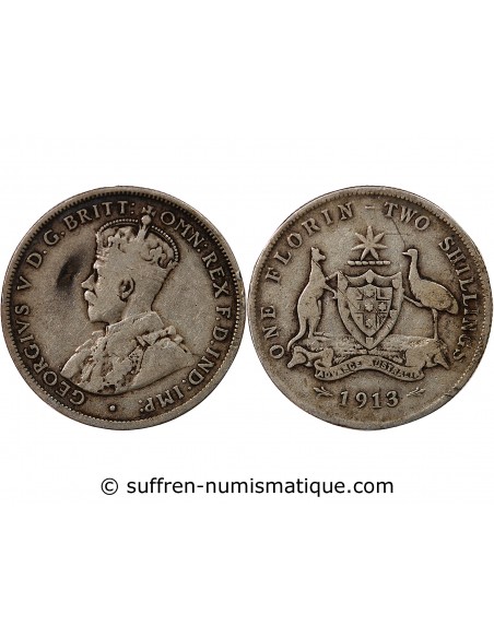 AUSTRALIE, GEORGE V - FLORIN ARGENT 1913