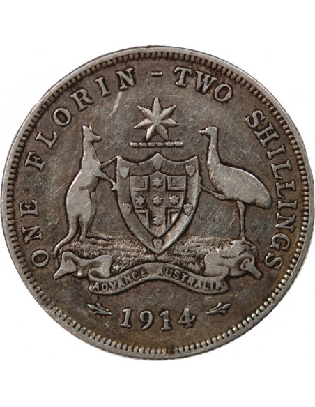 AUSTRALIE, GEORGE V - FLORIN ARGENT 1914