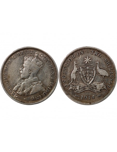 AUSTRALIE, GEORGE V - FLORIN ARGENT 1914