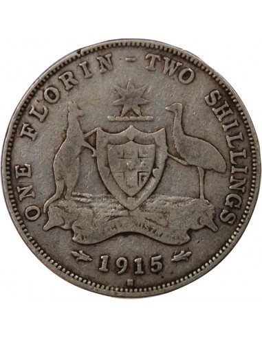 AUSTRALIE, GEORGE V - FLORIN ARGENT 1915 H HEATON