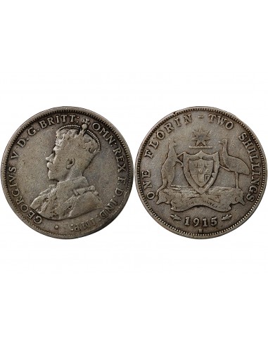 AUSTRALIE, GEORGE V - FLORIN ARGENT 1915 H HEATON