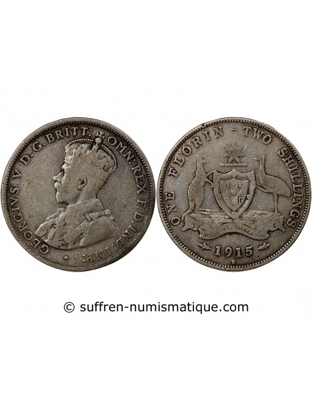 AUSTRALIE, GEORGE V - FLORIN ARGENT 1915 H HEATON