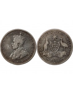 AUSTRALIE, GEORGE V - FLORIN ARGENT 1916 M MELBOURNE 2