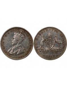 AUSTRALIE, GEORGE V - FLORIN ARGENT 1917 M MELBOURNE 2