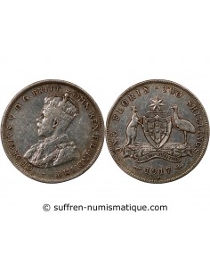AUSTRALIE, GEORGE V - FLORIN ARGENT 1917 M MELBOURNE