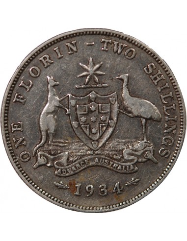 AUSTRALIE, GEORGE V - FLORIN ARGENT 1934