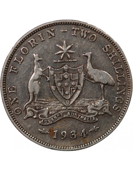 AUSTRALIE, GEORGE V - FLORIN ARGENT 1934