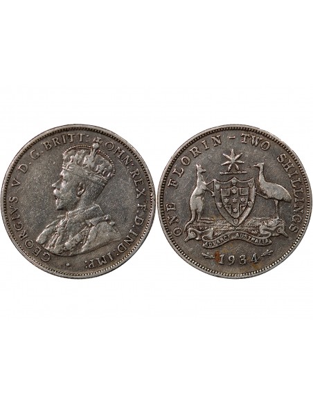 AUSTRALIE, GEORGE V - FLORIN ARGENT 1934