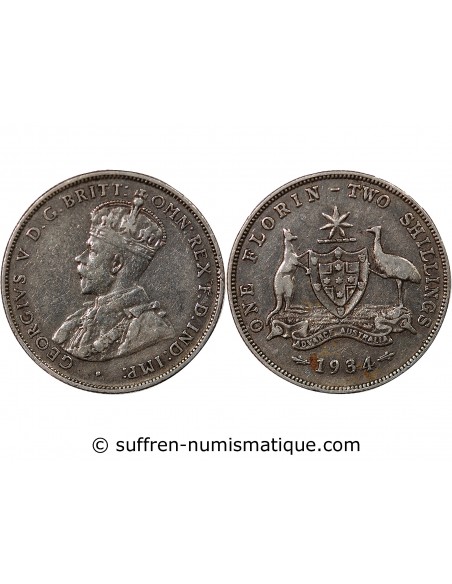 AUSTRALIE, GEORGE V - FLORIN ARGENT 1934
