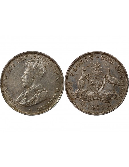 AUSTRALIE, GEORGE V - FLORIN ARGENT 1936