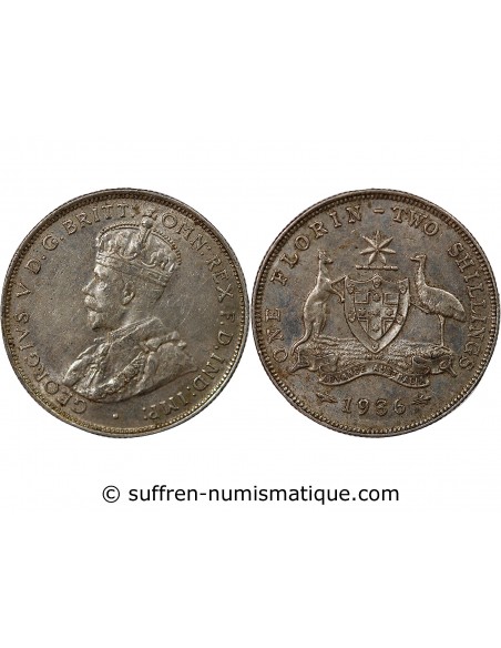 AUSTRALIE, GEORGE V - FLORIN ARGENT 1936