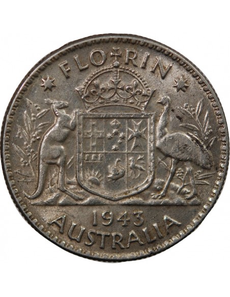 AUSTRALIE, GEORGE VI - FLORIN ARGENT 1943 MELBOURNE