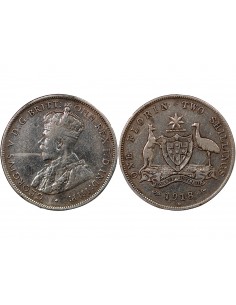 AUSTRALIE, GEORGE V - FLORIN ARGENT 1918 M MELBOURNE 2