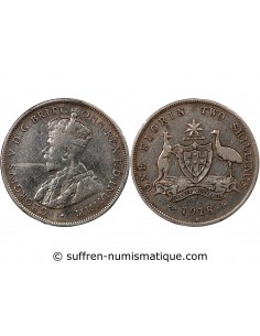 AUSTRALIE, GEORGE V - FLORIN ARGENT 1918 M MELBOURNE