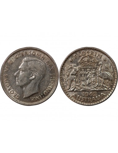 AUSTRALIE, GEORGE VI - FLORIN ARGENT 1942 MELBOURNE