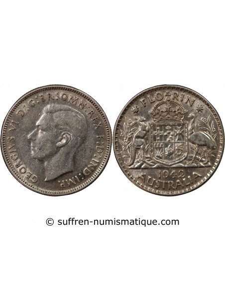 AUSTRALIE, GEORGE VI - FLORIN ARGENT 1942 MELBOURNE