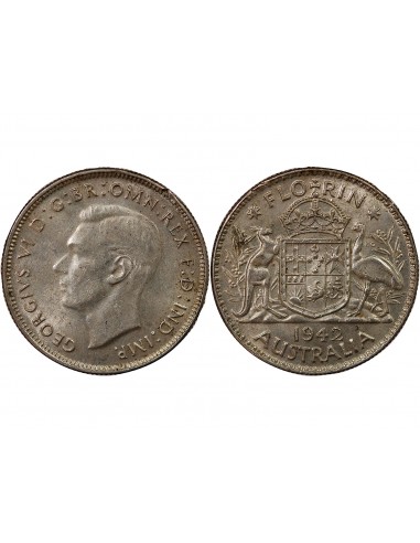 AUSTRALIE, GEORGE VI - FLORIN ARGENT 1942 MELBOURNE