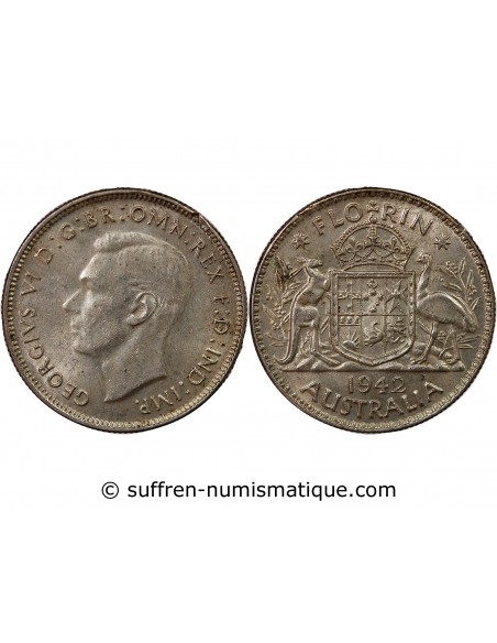 AUSTRALIE, GEORGE VI - FLORIN ARGENT 1942 MELBOURNE