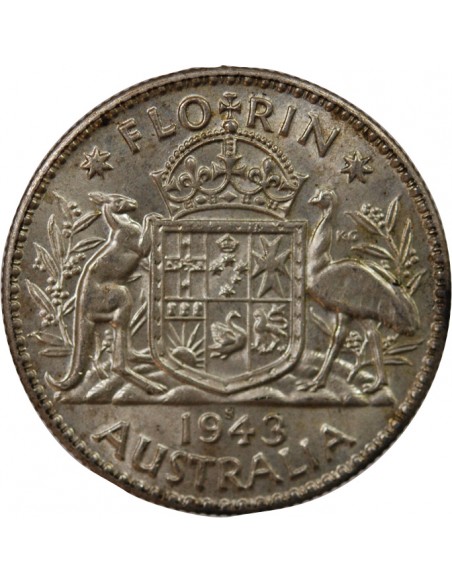 AUSTRALIE, GEORGE VI - FLORIN ARGENT 1943 S SAN FRANCISCO