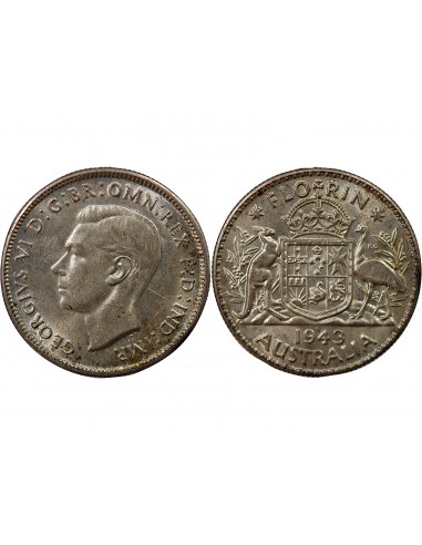 AUSTRALIE, GEORGE VI - FLORIN ARGENT 1943 S SAN FRANCISCO