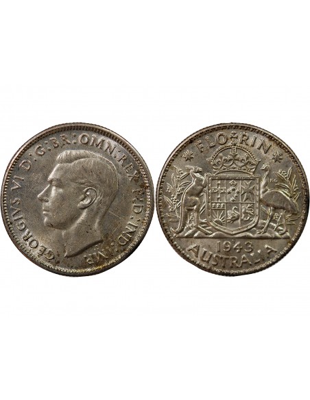 AUSTRALIE, GEORGE VI - FLORIN ARGENT 1943 S SAN FRANCISCO