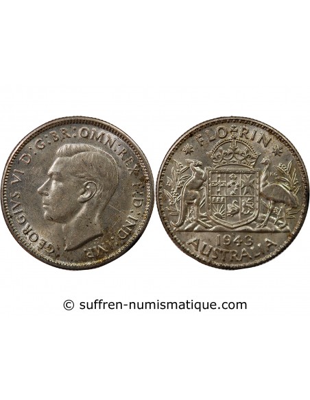 AUSTRALIE, GEORGE VI - FLORIN ARGENT 1943 S SAN FRANCISCO
