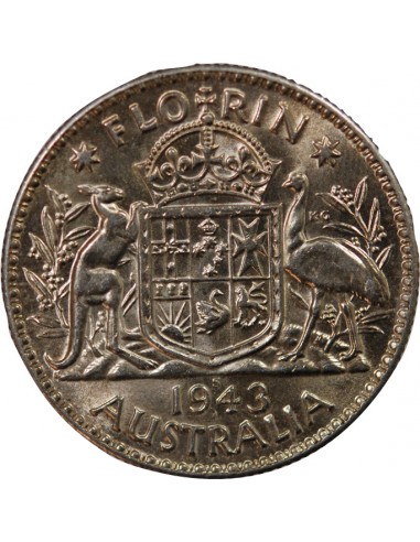 AUSTRALIE, GEORGE VI - FLORIN ARGENT 1943 S SAN FRANCISCO