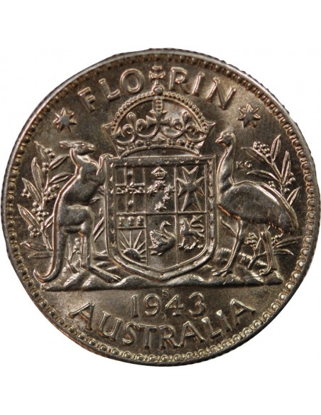 AUSTRALIE, GEORGE VI - FLORIN ARGENT 1943 S SAN FRANCISCO