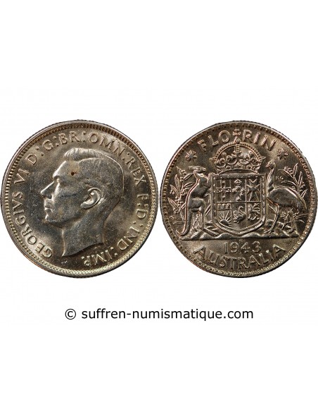 AUSTRALIE, GEORGE VI - FLORIN ARGENT 1943 S SAN FRANCISCO