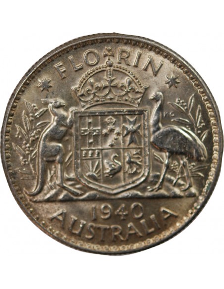 AUSTRALIE, GEORGE VI - FLORIN ARGENT 1940 MELBOURNE