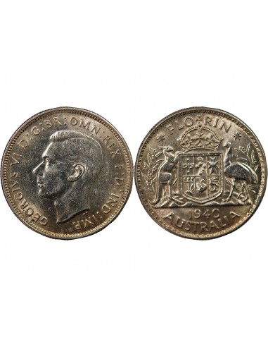 AUSTRALIE, GEORGE VI - FLORIN ARGENT 1940 MELBOURNE