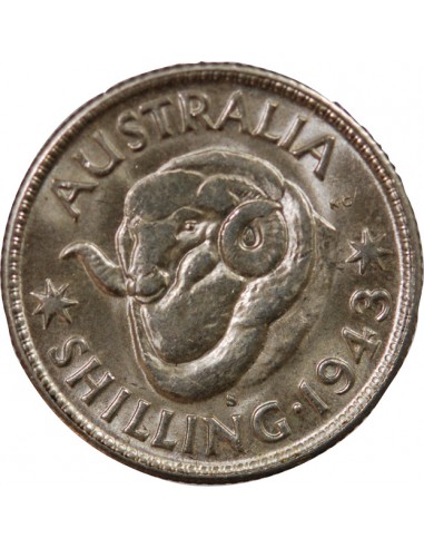 AUSTRALIE, GEORGE VI - SHILLING ARGENT 1943 S SAN FRANCISCO