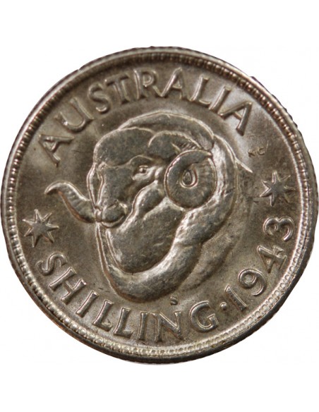 AUSTRALIE, GEORGE VI - SHILLING ARGENT 1943 S SAN FRANCISCO