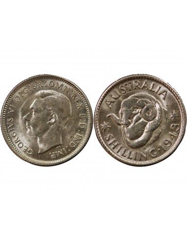 AUSTRALIE, GEORGE VI - SHILLING ARGENT 1943 S SAN FRANCISCO