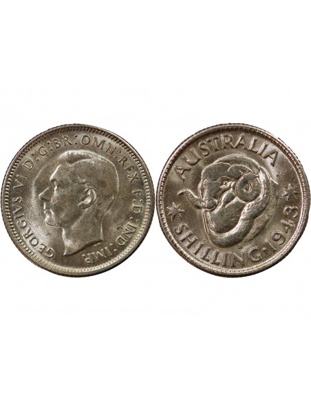 AUSTRALIE, GEORGE VI - SHILLING ARGENT 1943 S SAN FRANCISCO