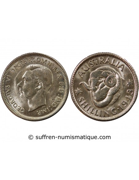 AUSTRALIE, GEORGE VI - SHILLING ARGENT 1943 S SAN FRANCISCO