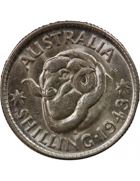 AUSTRALIE, GEORGE VI - SHILLING ARGENT 1943 S SAN FRANCISCO