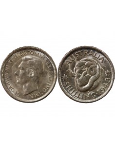 AUSTRALIE, GEORGE VI - SHILLING ARGENT 1943 S SAN FRANCISCO 2
