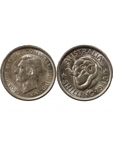 AUSTRALIE, GEORGE VI - SHILLING ARGENT 1943 S SAN FRANCISCO