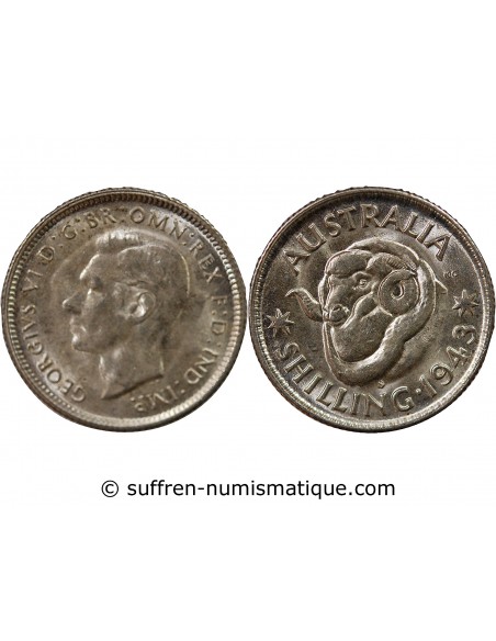 AUSTRALIE, GEORGE VI - SHILLING ARGENT 1943 S SAN FRANCISCO