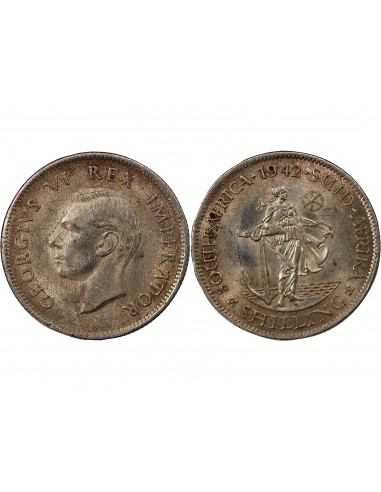 AFRIQUE DU SUD, GEORGES VI - 1 SHILLING ARGENT 1942