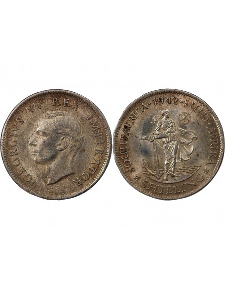 AFRIQUE DU SUD, GEORGES VI - 1 SHILLING ARGENT 1942