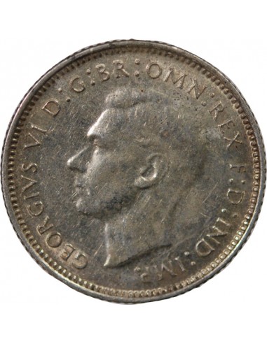 AUSTRALIE, GEORGE VI - 6 PENCE ARGENT 1942 MELBOURNE
